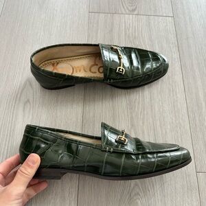 Sam Edelman LORAINE Green Croc Leather Horsebut Loafer Flats US Womens 6